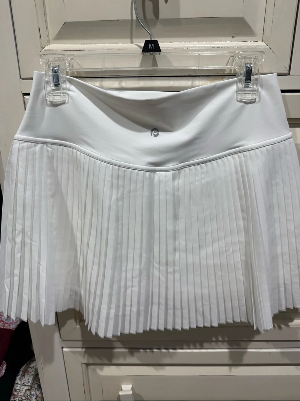 Women's White Pleated Tennis Skirt with Stretch Waistband